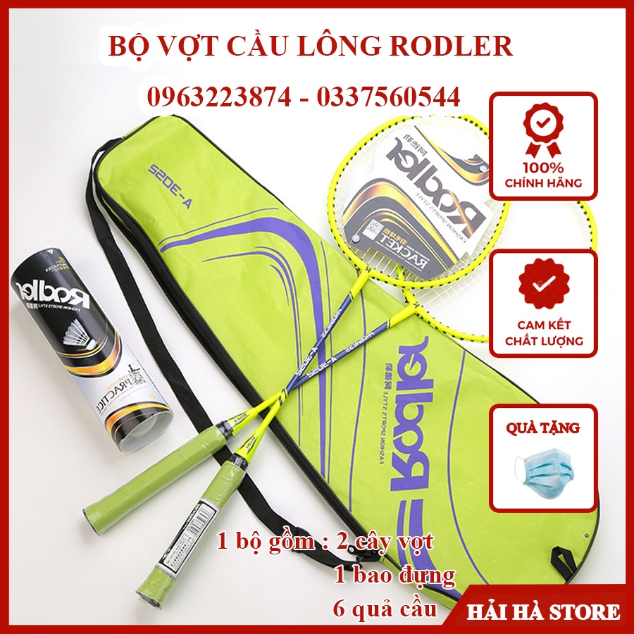 Bộ 2 Vợt Cầu Lông Roadler Khung Hợp Kim Siêu Bền Tặng Kèm Hộp 6 Quả Cầu Nhựa + Khẩu Trang