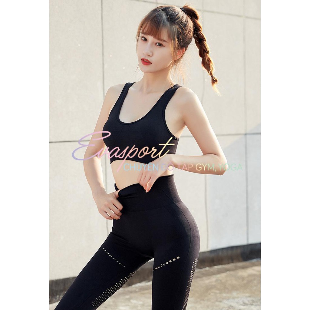 Set Đồ Tập Gym Nữ Dệt Kim Gồm Bra Và Quần Legging Tập Gym Yoga Aerobic Thể Thao Evasport