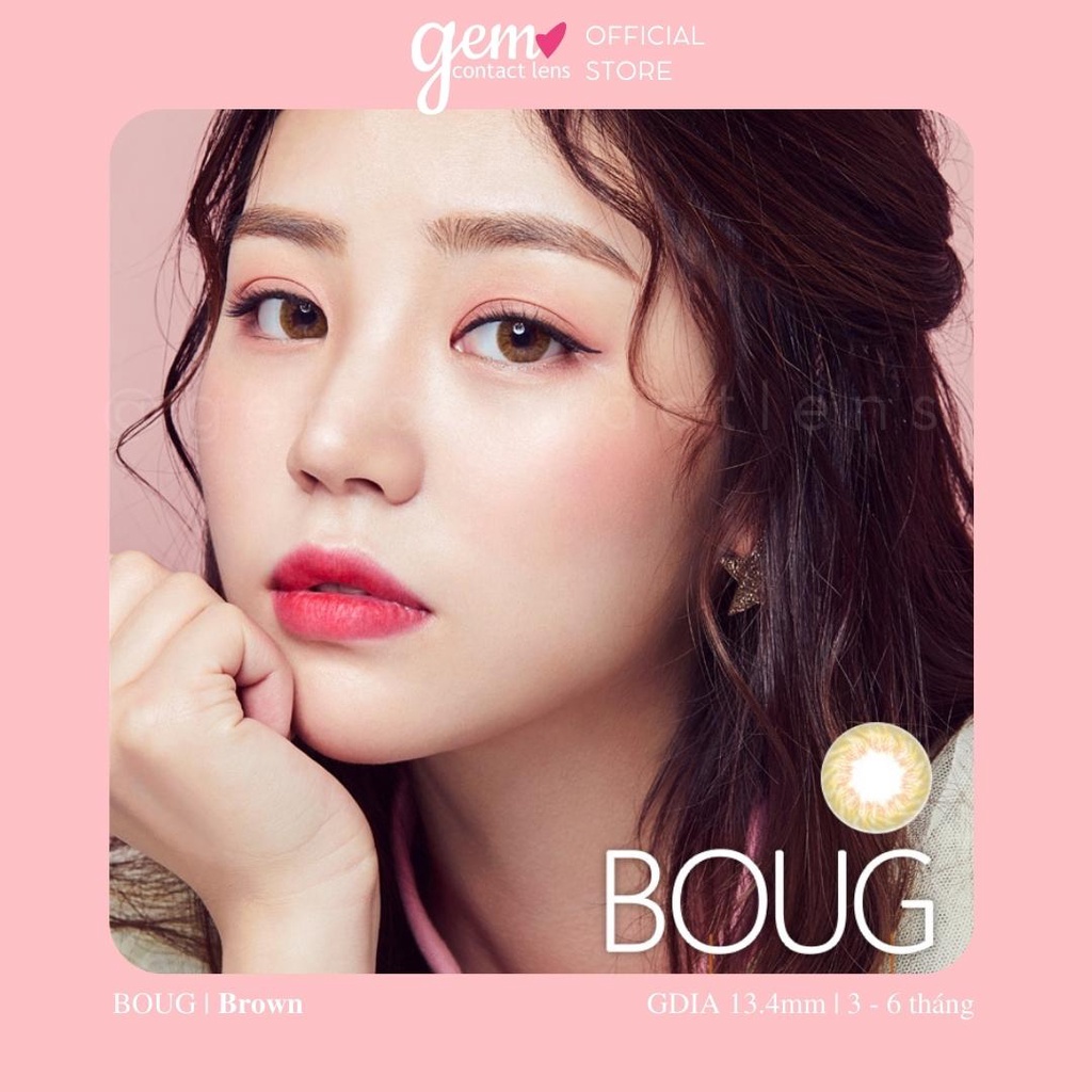 Áp Tròng Giãn Nhẹ BOUG BROWN HSd 3-6 Tháng OLENS KOREA  Lens Nâu Sáng Make Up Tây Phù Hợp Cho Mắt Nhạy Cảm