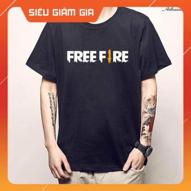 Áo thun màu đen in logo Game Free Fire - áo Garena giá rẻ /uy tin chất lượng
