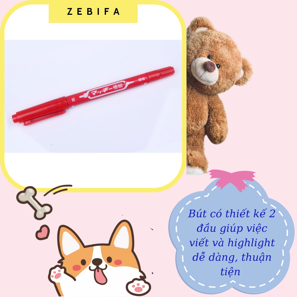 Bút Lông Dầu ZEBIFA, Bút Dạ Kính 2 Đầu Viết Không Xóa Được Nhiều Màu Xanh Đỏ Đen Cho Học Sinh Văn Phòng