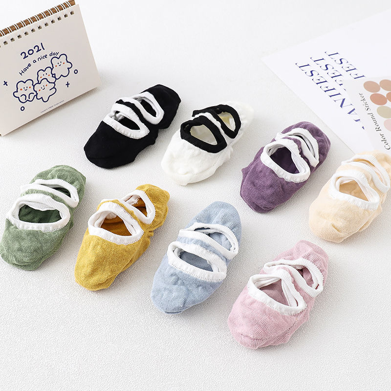 Vớ Thuyền Cotton Mỏng Màu Trơn Cổ Thấp Mẫu Mới Năm 2021 Phong Cách Nhật Bản Dễ Thương Cho Nữ