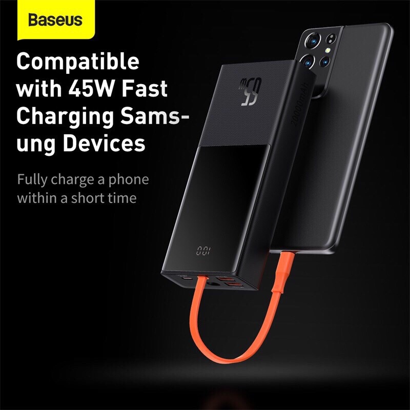 Pin sạc dự phòng công suất cao vào ra 2 chiều 65W dung lượng 20.000mAh Baseus Elf Digital Display Fast Charging