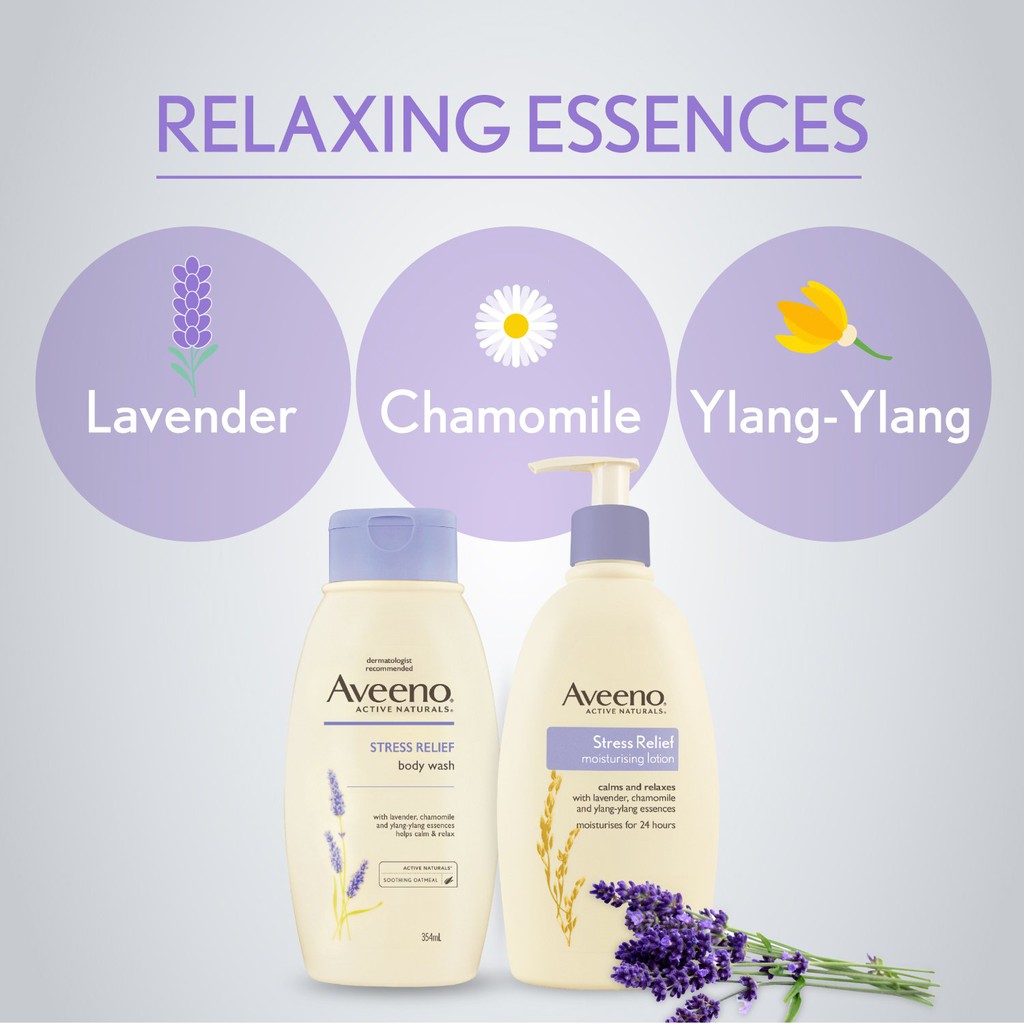 Dưỡng thể & sữa tắm Lavender giảm stress -  Aveeno Active Naturals Stress Relief [HÀNG ÚC ĐỦ BILL]