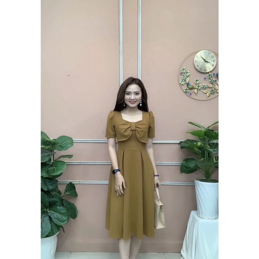 Váy thiết kế Diệu Chi shop, đầm đẹp nhẹ nhàng sang trọng, dự tiệc dạo phố đi làm cực xinh v35