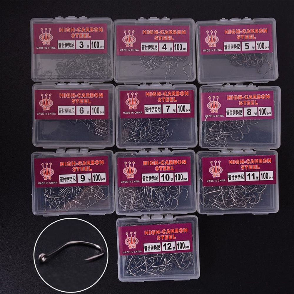 Set 100 móc câu cá chất liệu thép cacbon cao cấp