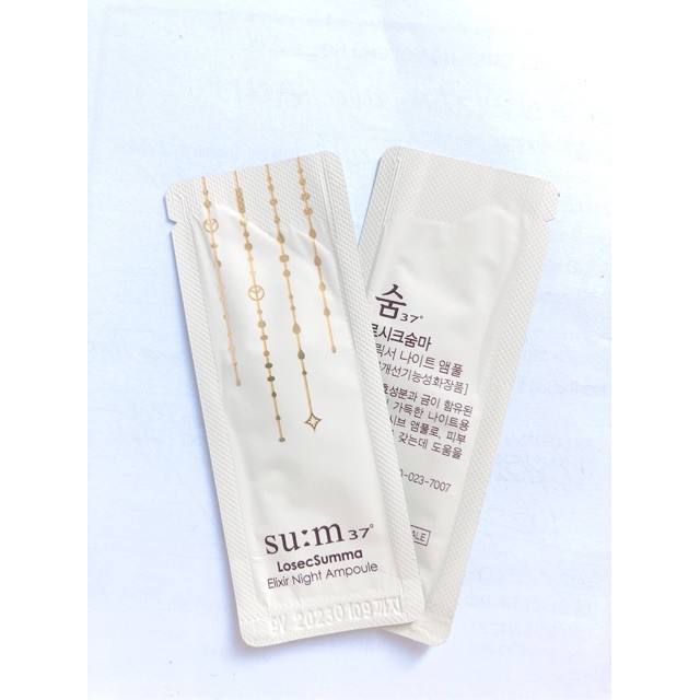 Gói sample tinh chất vàng Sum đêm siêu phục hồi tái tạo trẻ hóa da Sum37 Losec Summa Elixir Night Ampoule 1ml
