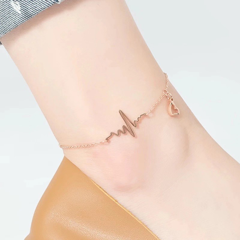 Vòng Đeo Tay / Lắc Chân Bằng Thép Titan Mạ Vàng Hồng 18K Không Gây Dị Ứng Chống Thấm Nước Không Phai Màu Phong Cách Nhật Bản