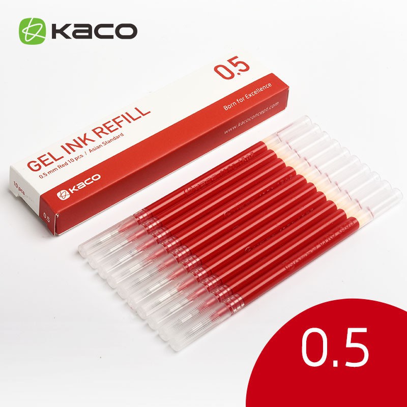 Ruột bút bi gel Kaco Pure ngòi 0,5mm ( bộ 10 ngòi).