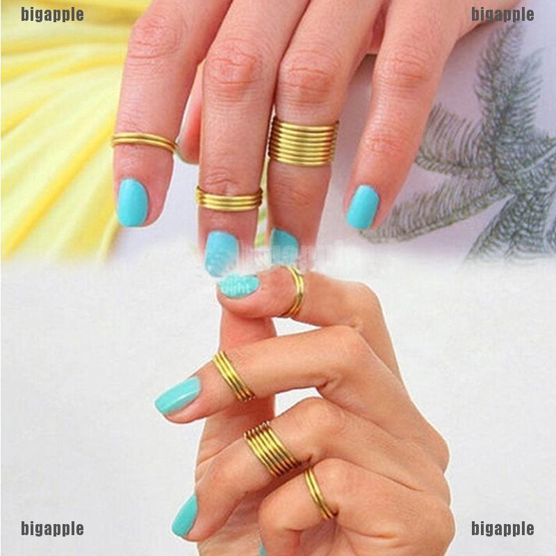 Bộ 16 chiếc nhẫn mạ vàng bạc thiết kế đơn giản phong cách punk cá tính