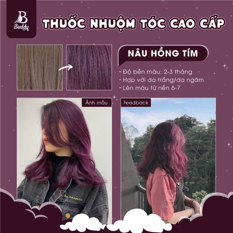 Thuốc Nhuộm Tóc Màu NÂU TÍM Không Tẩy | Bơ HAIR