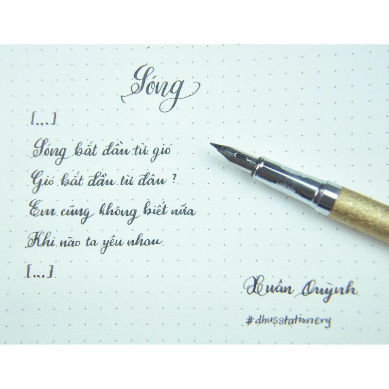 Bút máy ngòi lá tre calligraphy viết nét thanh đậm