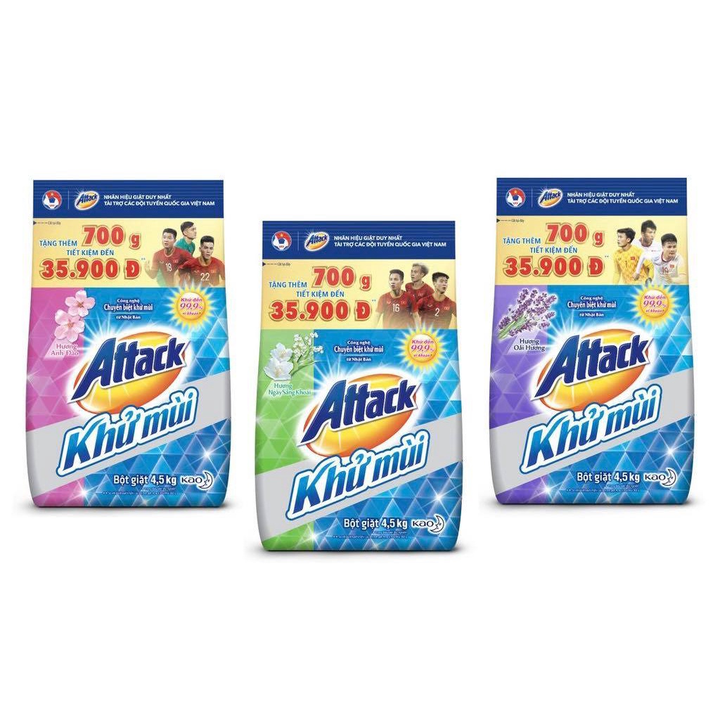 _Bột giặt Attack Khử Mùi Hương Anh Đào-Lavender-Ngày Sảng Khoái 4.5Kg
