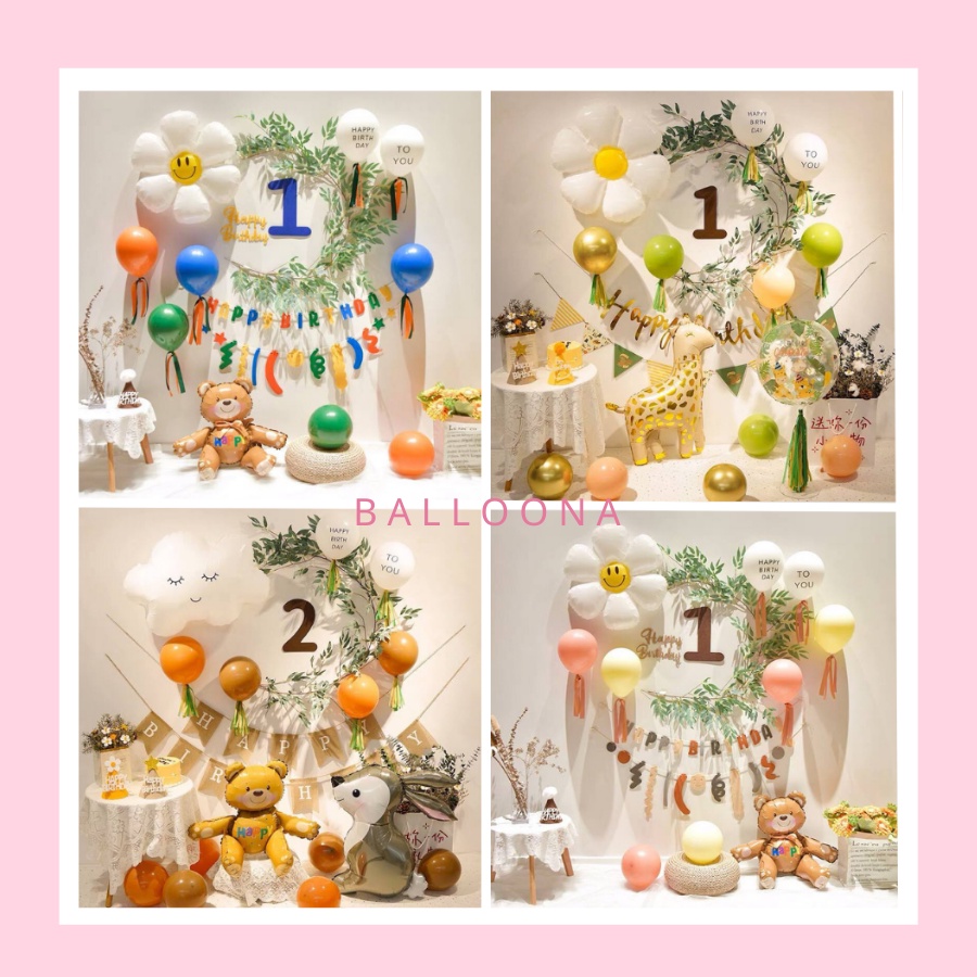 Set trang trí sinh nhật vintage handmade Hàn Quốc đầy đủ phụ kiện đơn giản dễ làm tại nhà cho bé trai, bé gái.
