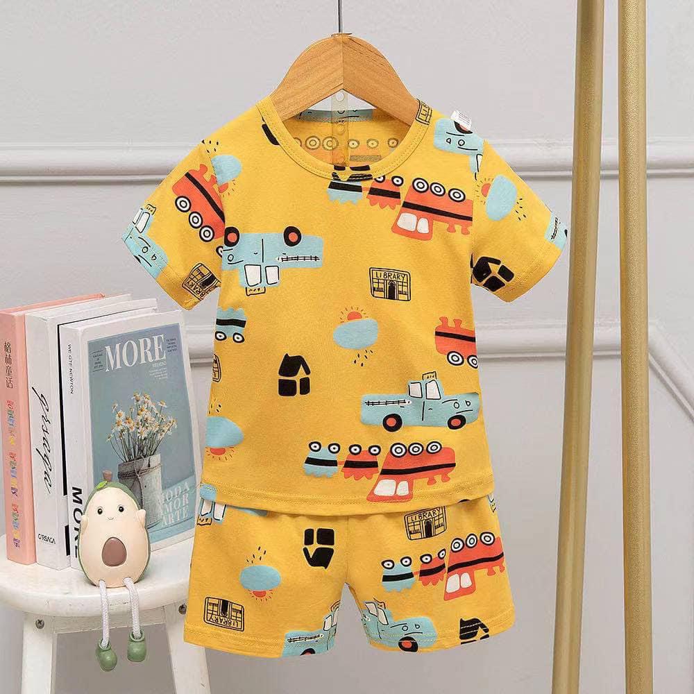 (QiQi 15-25kg) Đồ bộ Quảng Châu xuất hàn QiQi cho bé - Bộ quần áo cotton xuất hàn cọc tay cho bé trai