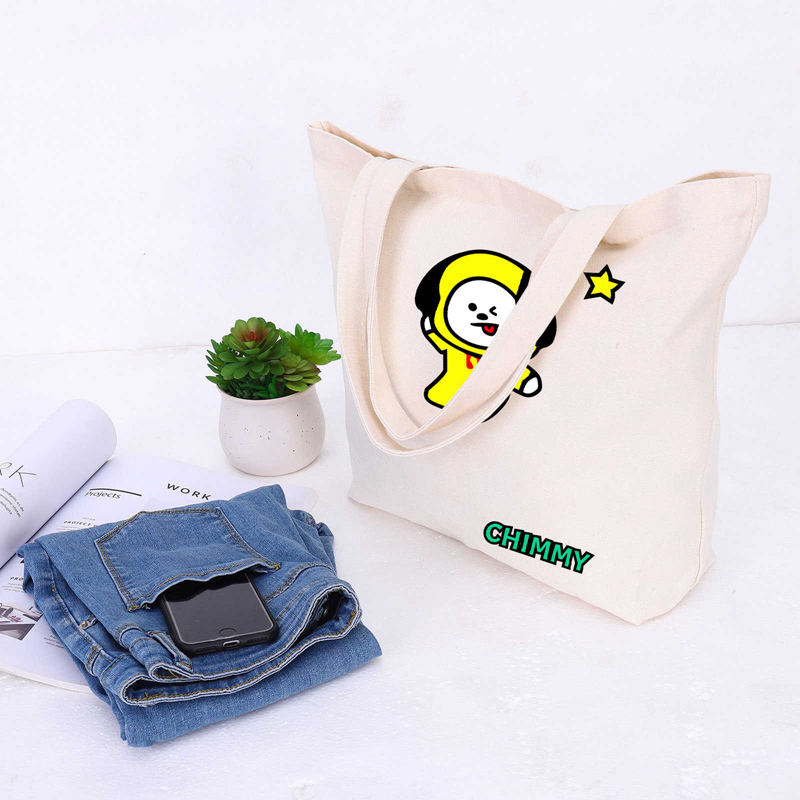 Túi Tote Vải Canvas In Hình Bt21 Dễ Thương