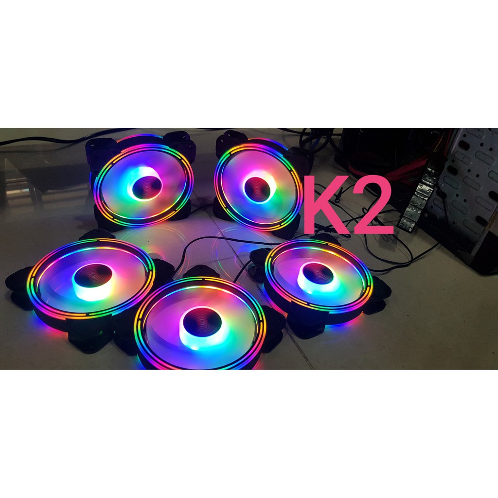 Fan led cho máy tính: Coolmon K2, led rgb fixed, đẹp lung linh, ko cần hub