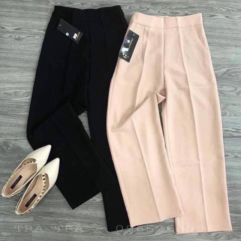 Quần ống rộng lưng cao vải mềm - Quần Culottes Khóa Hông Nữ- Quần suông ống rộng cạp cao, sớ zip màu ĐEN | BE