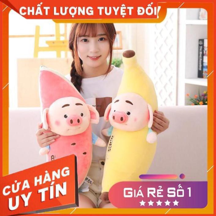 Gấu bông gối ôm chuối dưa hấu mặt heo tiktok vải dãn 4 chiều