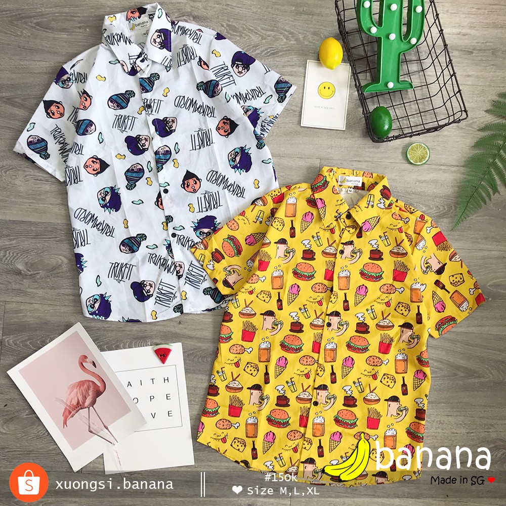 [🍌Banana]- Áo sơ mi hoạt hình hình người (M, L, XL)