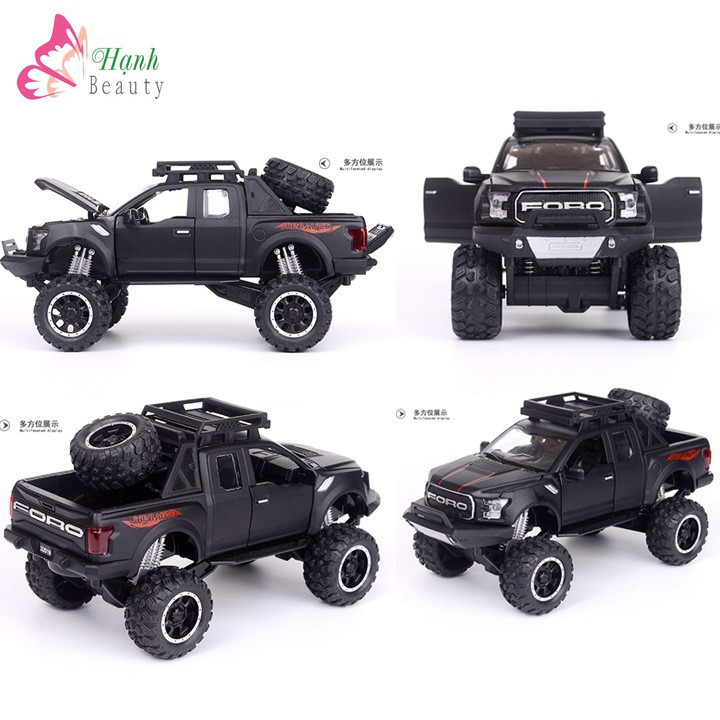 Mô Hình Xe bán tải Ford F150 Offroad Tỷ Lệ 1:32 Màu Đen đồ chơi trẻ em mô hình bằng sắt có âm thanh và đèn mở các cửa