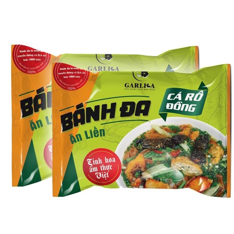 [Hà Nội- Hình ảnh chụp thật] Bánh đa cá rô đồng ăn liền Garlica tiện dụng 110gr/gói