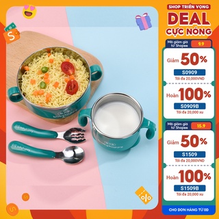 Bộ bát ăn dặm 4 chi tiết loại 2 lớp cao cấp