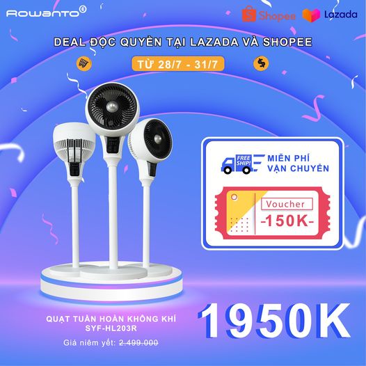 Quạt tuần hoàn không khí Rowanto Eclipse 360 - Đối lưu không khí