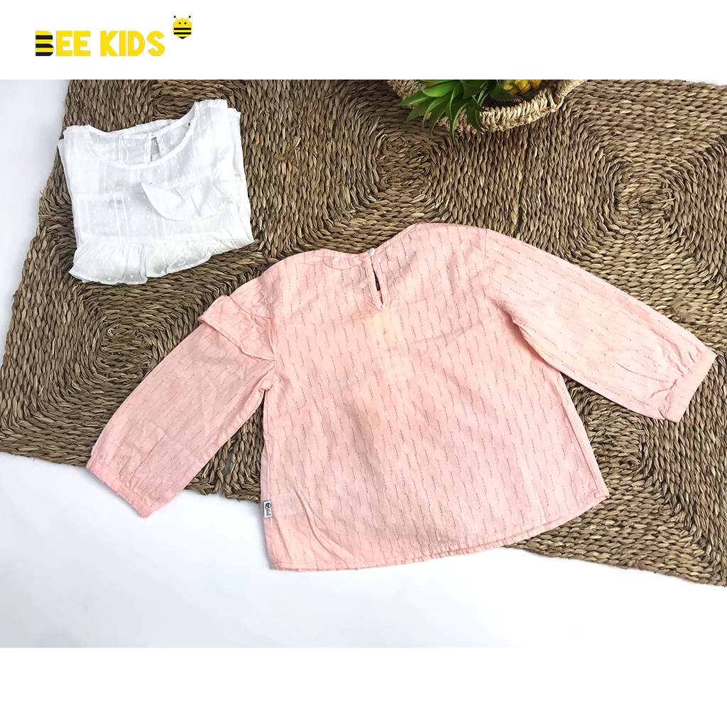 Áo Thô Cho Bé Gái 2-10 Tuổi Bee Kids Thiết Kế Tay Bo Cùng Viền Bèo, Chất Thô Đũi Hạt Gạo Xinh Xắn 7AC01404DA