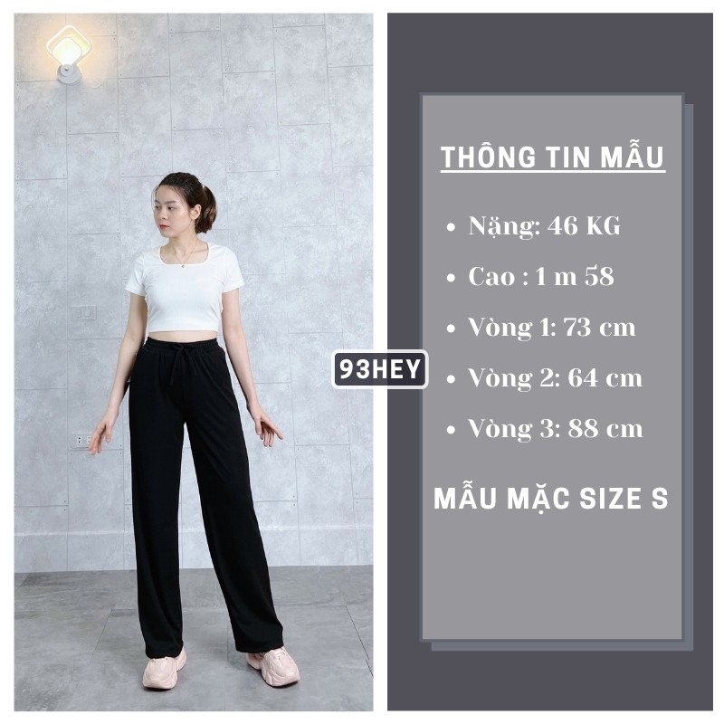 [Mã FAMAYWA giảm 10K đơn 50K] Quần Suông Ống Rộng Lưng Cao Cạp Chun Vải Tăm Culottes Dáng Dài 93HEY QOR04