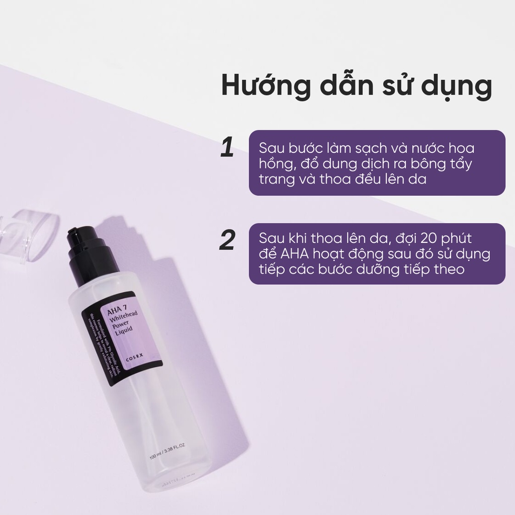 Tẩy tế bào chết COSRX 30Shine phân phối chính hãng 7% AHA Whitehead Power Liquid Exfoliator 100ml sạch mụn đầu trắng