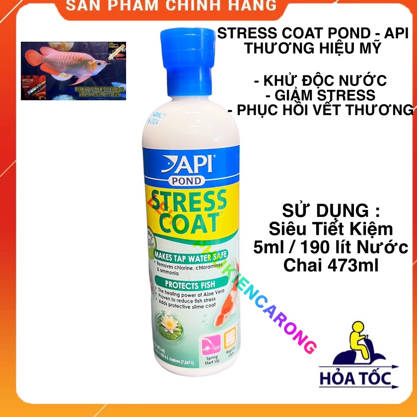 STRESS COAT POND Giảm Stress, Xử Lý Nước, Khử Clo Cho Bể Cá Cảnh, Chai 473ml Chính Hãng API MỸ