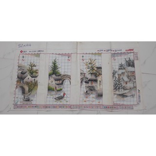 Tranh thêu chữ thập tứ quý làng quê mẫu lạ(bộ 4 bức)