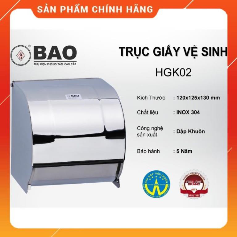 Hộp đựng giấy vệ sinh BAO Inox HGK02 dễ tháo lắp, sáng bóng, bảo hành 5 năm