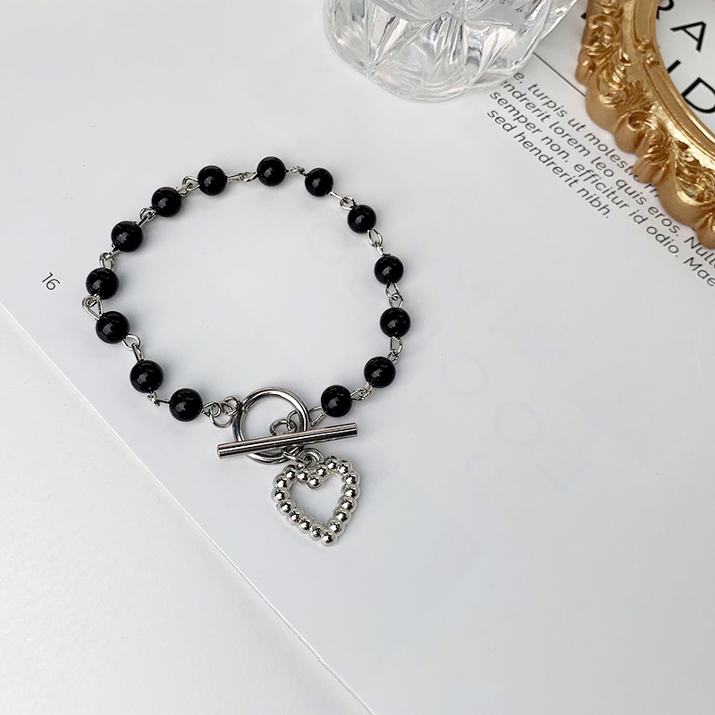 Vòng tay chuỗi ngọc trai đen đơn giản thời trang cho nữ