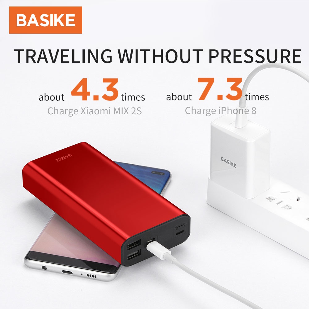 Pin Sạc Dự Phòng 20000mAh BASIKE 2 Output USB &amp; 2 Input Micro/Type-C - LED hiển thị kỹ thuật số pin