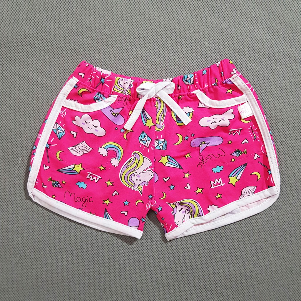 Quần short thun cotton in ngựa pony dễ thương bé gái