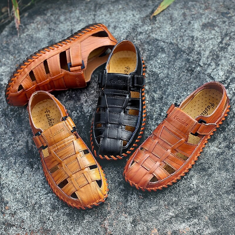 Giày sandal làm từ da thật thoáng khí thời trang nam năng động