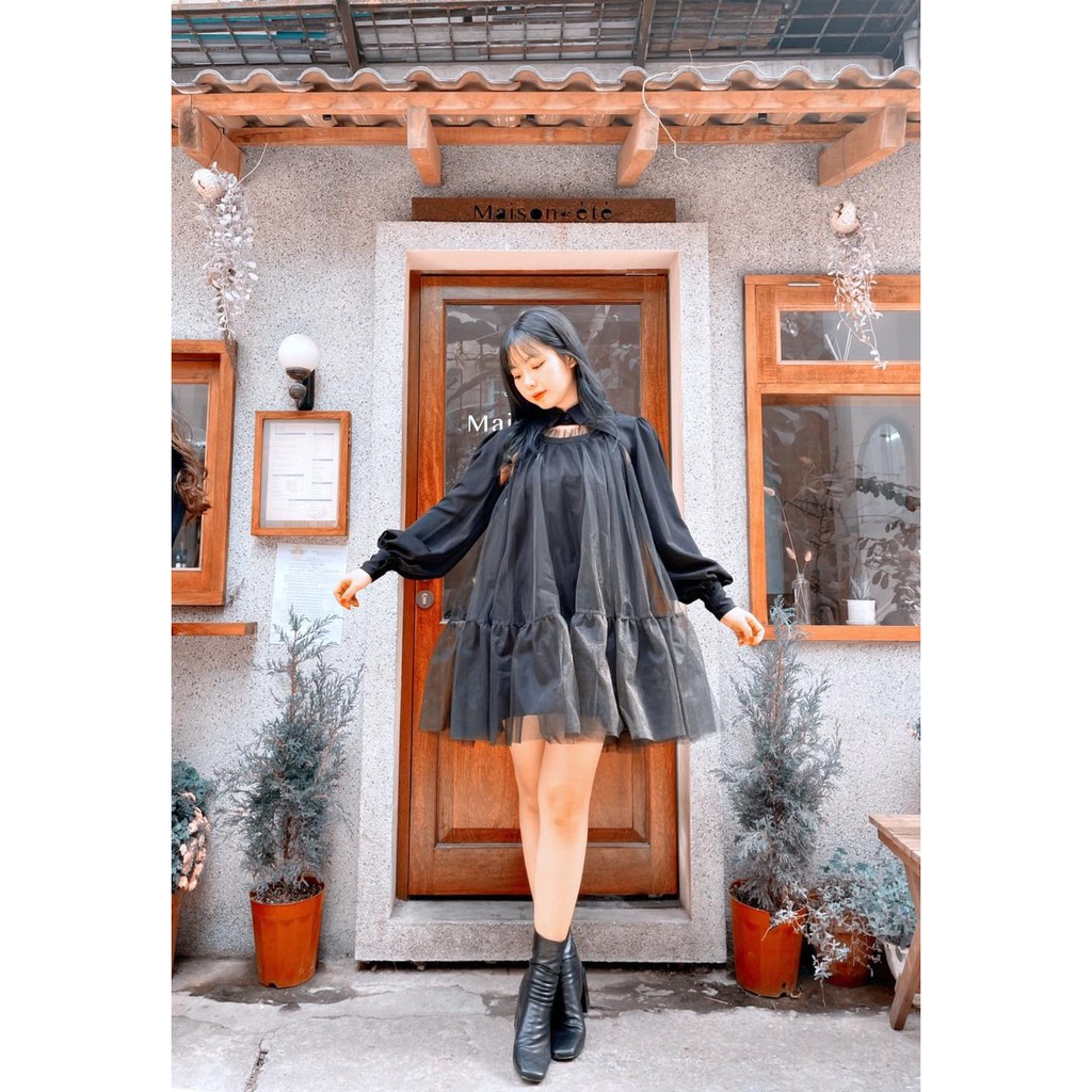 Modesty - Váy 2 dây lưới tay rời Shulle Dress