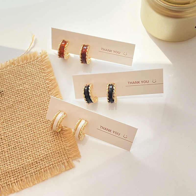 Khuyên tai kẹp không bấm lỗ chốt cố định K176 bằng hợp kim mạ vàng hình chữ C dáng ngắn Leous Accessories