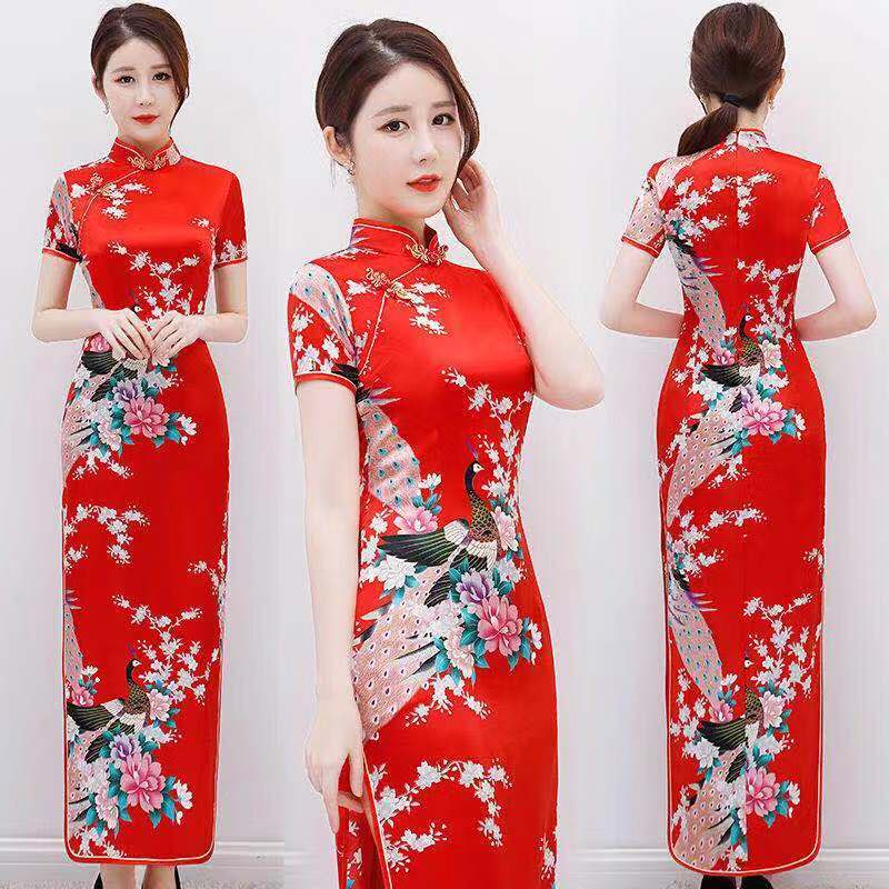 Đầm sườn xám trung hoa tay ngắn S-3XL thời trang cho nữ GS0009