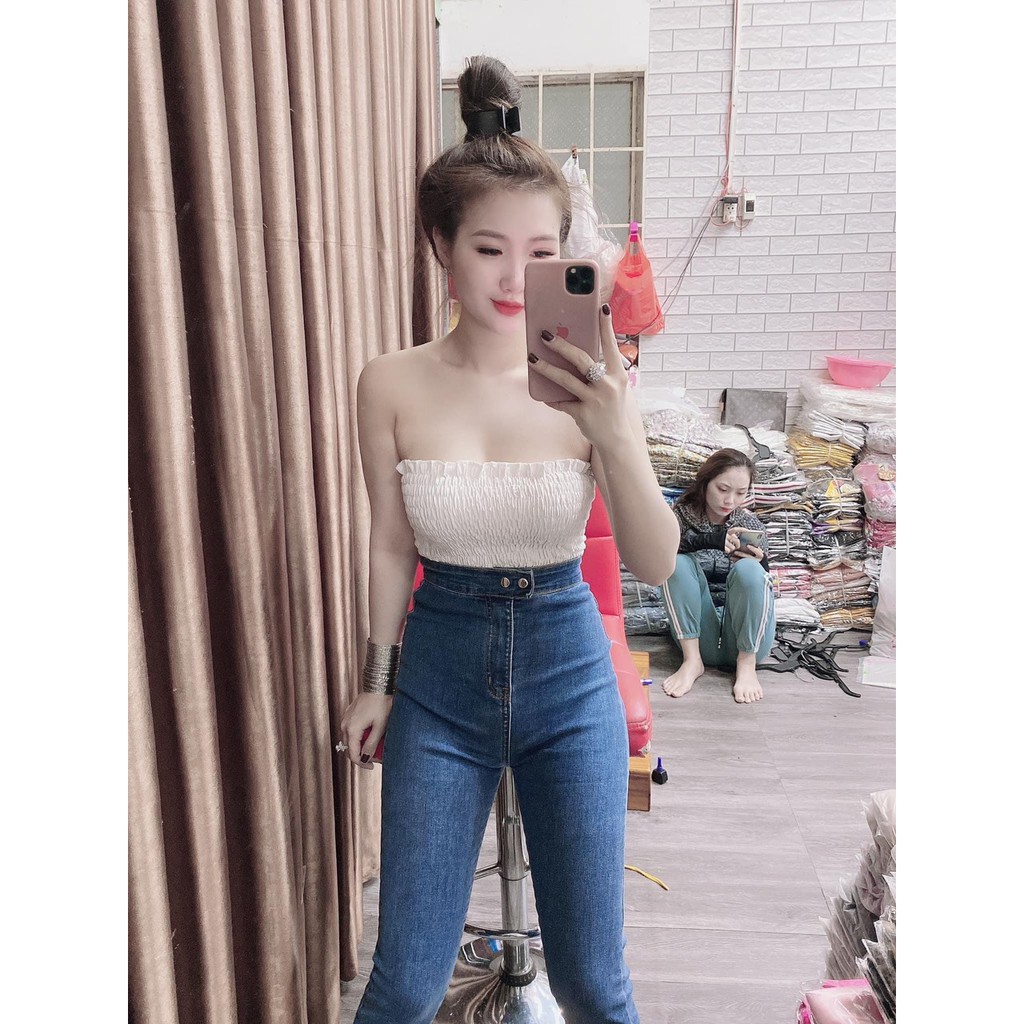 Quần Jean Nữ Lưng Cao ĐAI TRƠN + 2 CÚC GÀI NGANG mẫu mới nhất siêu hot chất jean giãn tốt 1-196 | BigBuy360 - bigbuy360.vn