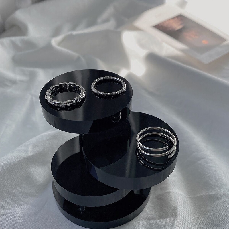 Set 3 nhẫn kim loại mạ bạc đơn giản thời trang cho nữ