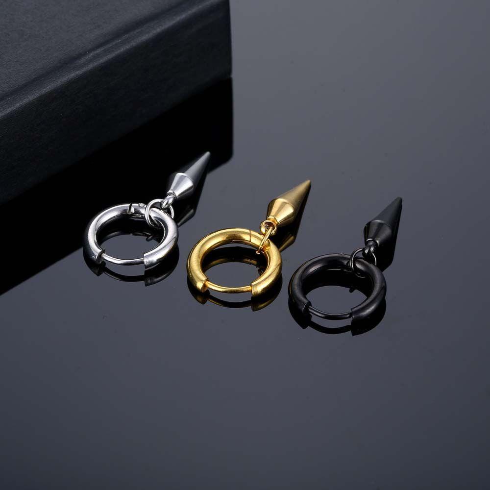 Bông Tai Tròn Bằng Thép Không Gỉ Phong Cách Hip Hop Cổ Điển Cho Nữ