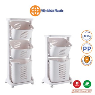 Kệ nhựa 3 tầng Việt Nhật Plastic có giỏ đựng đồ tiện lợi