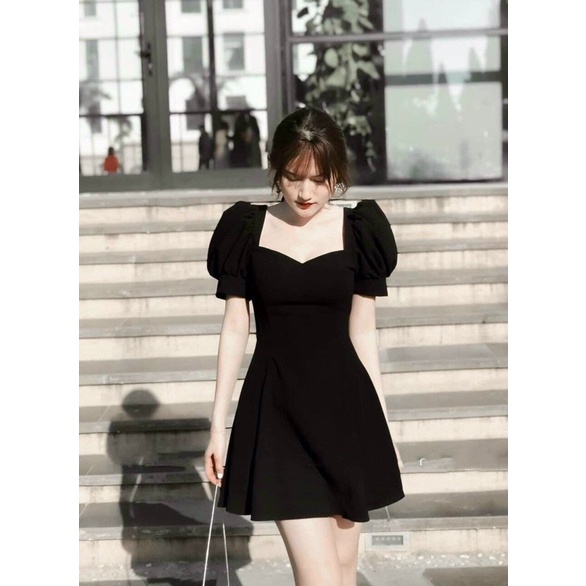 Váy nữ ngắn tay đầm xoè chữ A ngắn tay xếp li tiểu thư xinh | BigBuy360 - bigbuy360.vn