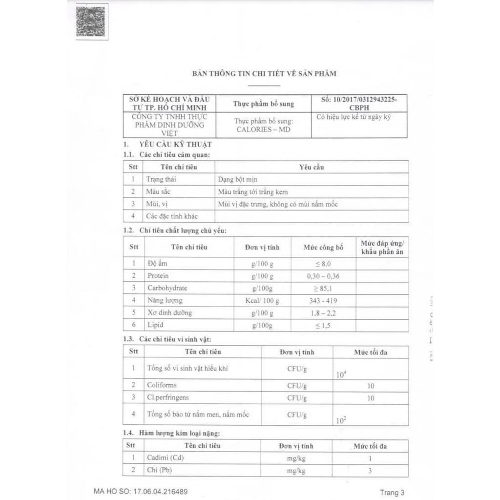 Thực phẩm bổ xung Calories MD