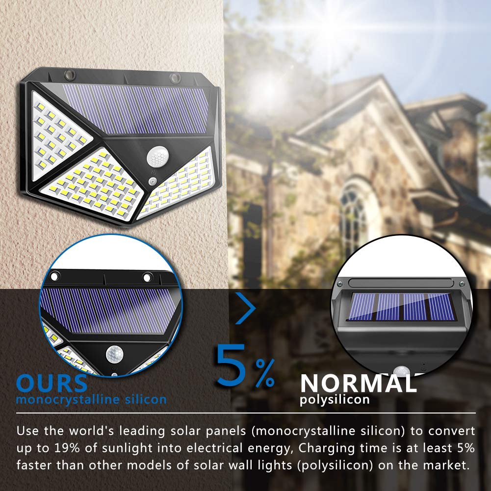 Đèn cảm biến chuyển động sử dụng năng lượng mặt trời với 100 bóng LED c1
