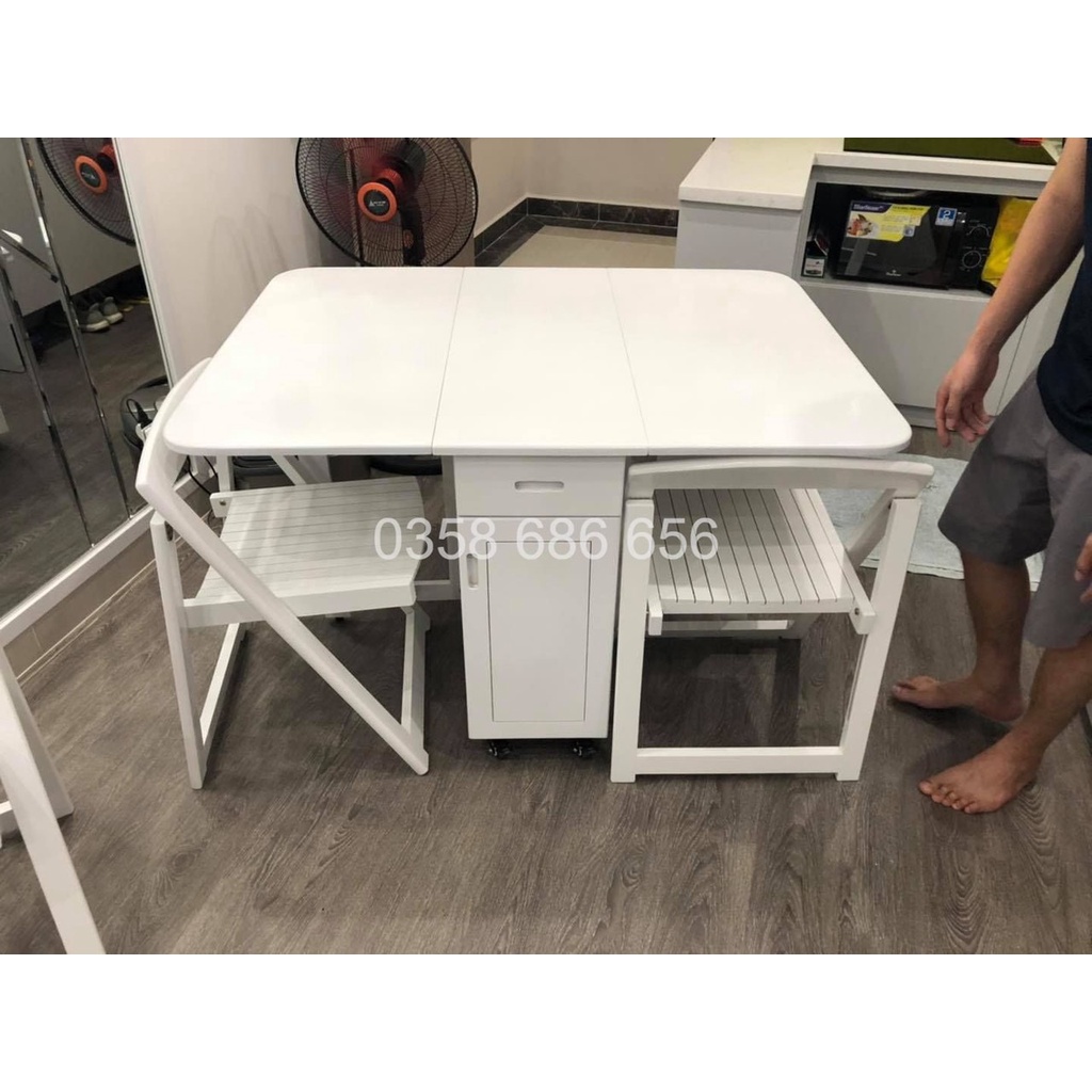 Bàn Ăn Thông Minh Gỗ Sồi Tự Nhiên - Bộ 6 ghế bàn 1m4