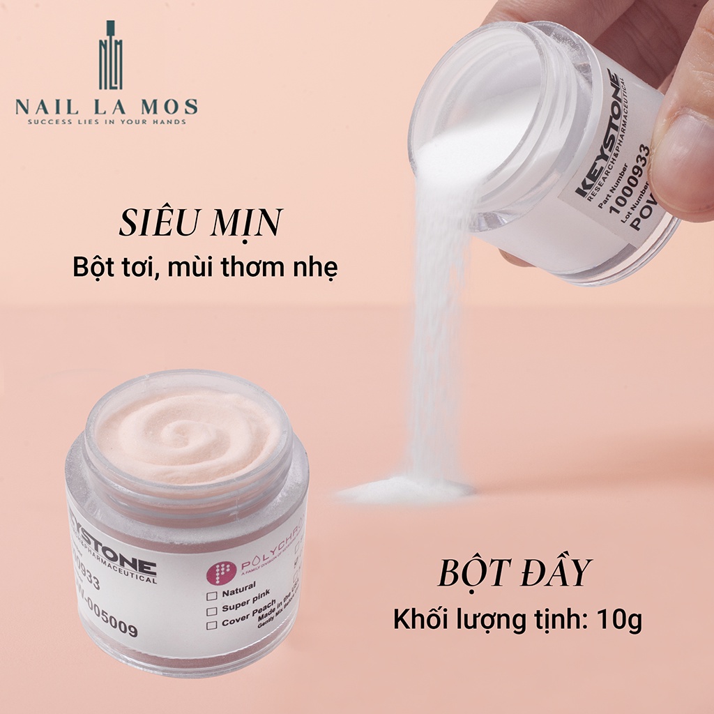 Bột đắp móng Keystone chính hãng nhập khẩu USA - Bột nail Mỹ 3in1 không pha, dễ đắp, rất mịn (10g)